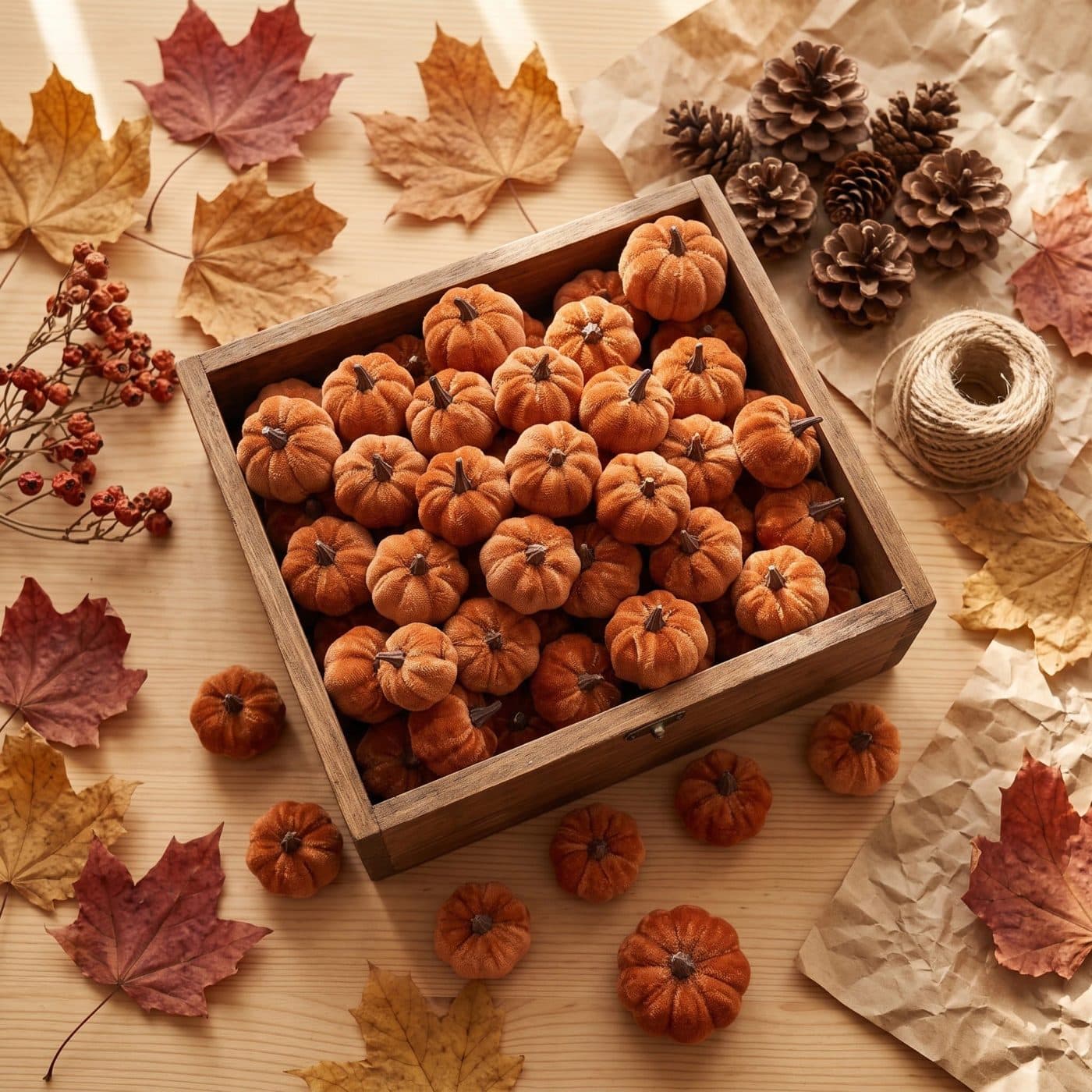 Velvet Pumpkins, Set of 30