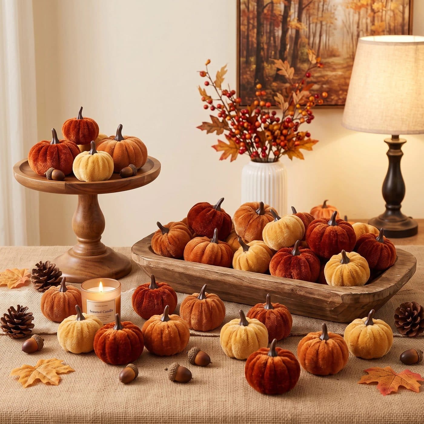 Velvet Pumpkins, Set of 30 4